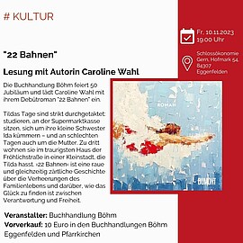 Banner 22 Bahnen - Lesung mit Autorin Caroline Wahl